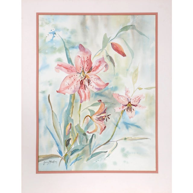 Contemporary Ginny Masters - Lilies Watercolor on Paper For Sale - Image 3 of 3