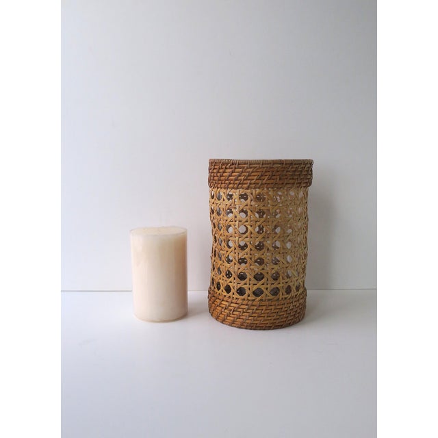 Late 20th Century Wicker Cane Hurricane Candle Lamp For Sale - Image 5 of 10