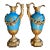 Pair of 19th Century French Sevres Style Turquoise Porcelain Bronze Dore Ormolu Mounted Ewer Pitcher Candle Holder Urns For Sale