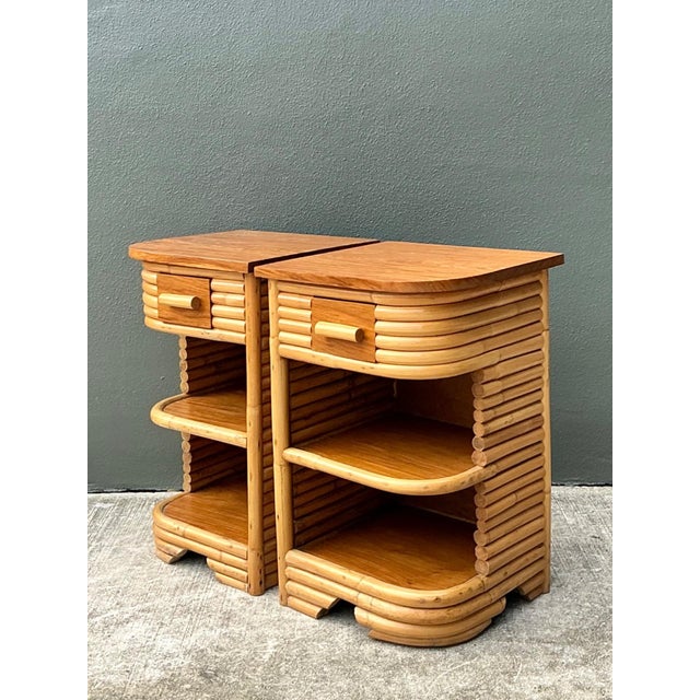 Vintage Stacked Rattan Nightstands After Frankl For Sale - Image 13 of 18
