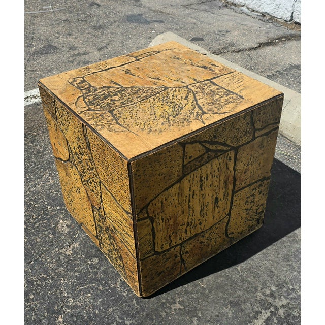 Super unique, faux stone side table, made out of 18" cast faux stone tile over 3/4" mdf with casters. Table is solid and...