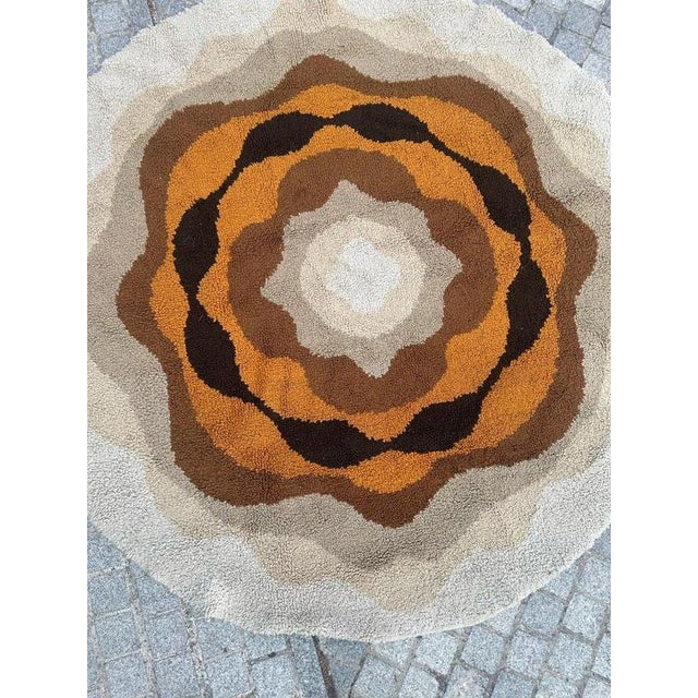 Presenting an Exquisite vintage 70's round Cogolin Modern Rug Elevate your living space with our remarkable Very Beautiful...