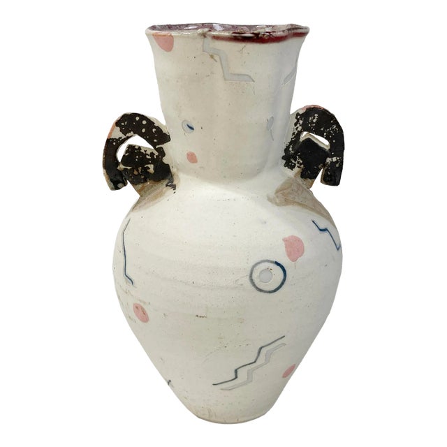 Vintage Hand-Painted Pottery Urn* For Sale