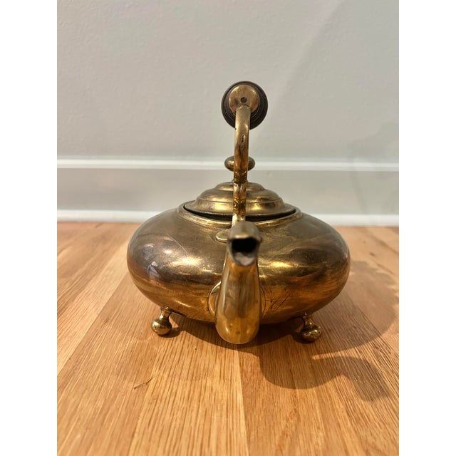 Late 19th Century English Brass Spirit Kettle on Wrought Iron and Brass Stand For Sale - Image 9 of 12