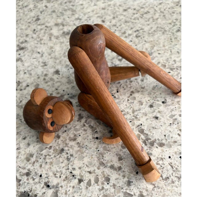 2000 - 2009 Vintage Teak Wood Articulated Toy Monkey From Denmark For Sale - Image 5 of 6