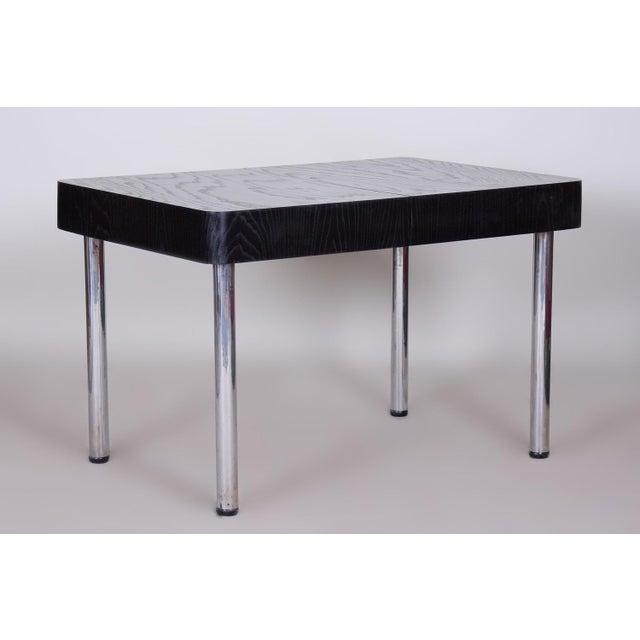 Bauhaus Extendable Dining Table in Oak Veneer and Chrome, 1930s For Sale - Image 14 of 14
