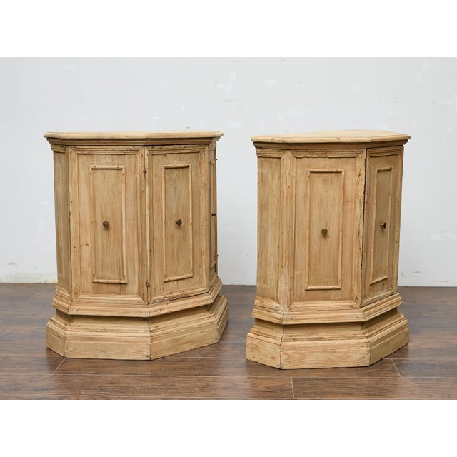 Wood Pair of 19th Century Country French Pine Console Cabinets with Storage For Sale - Image 7 of 12