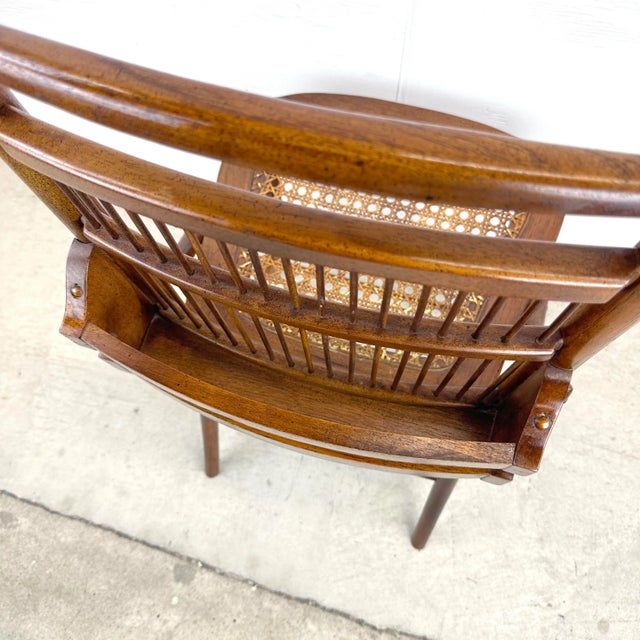 Brown Vintage Spindle Back Cane Seat Dining Chair For Sale - Image 8 of 12