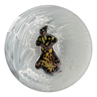 Painted Glass Dish by Hans Voigt Steffensen For Sale