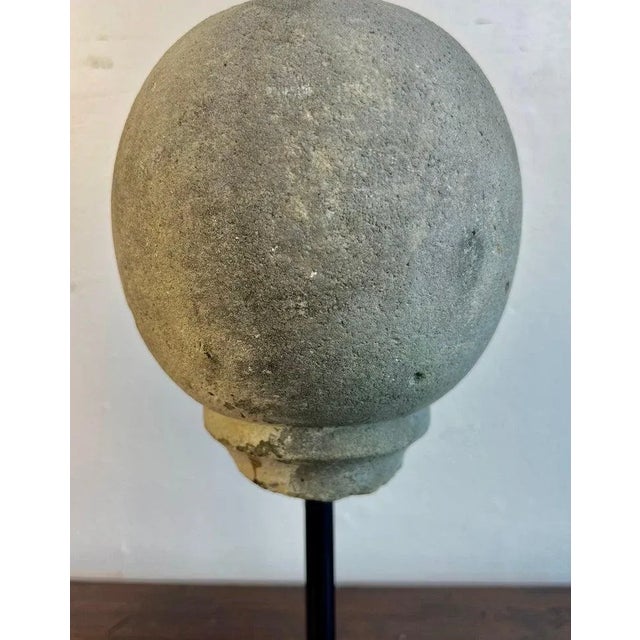 Pair of Antique Spheres on Iron Bases, Stone and Cement, Italy For Sale In Los Angeles - Image 6 of 11