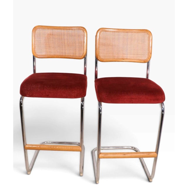 Wood Pr. 1970's Breuer Style Bar Stools by Daystrom For Sale - Image 7 of 16