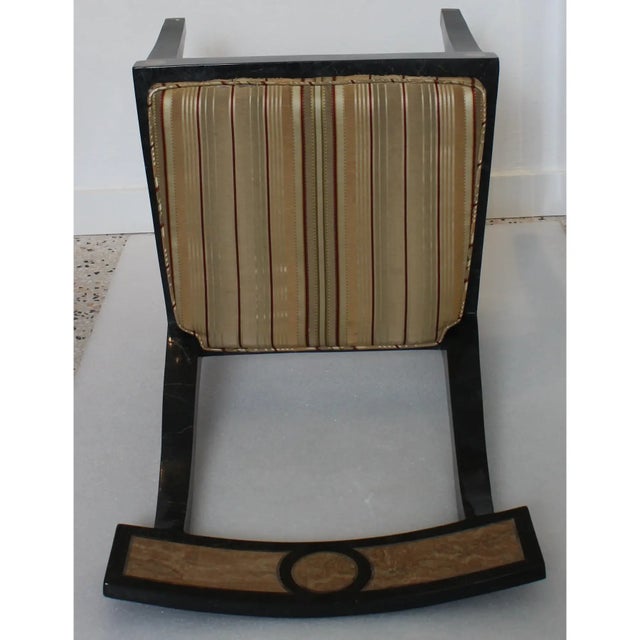 Maitland Smith Tessellated Marble and Brass Dining Set For Sale - Image 12 of 16