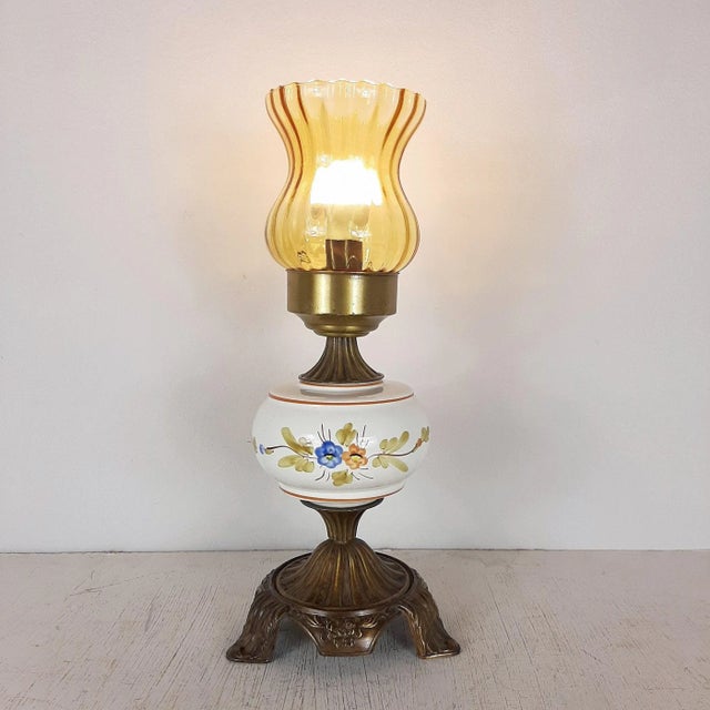 Vintage Porcelain Glass Table Lamp, 1960s For Sale - Image 6 of 11