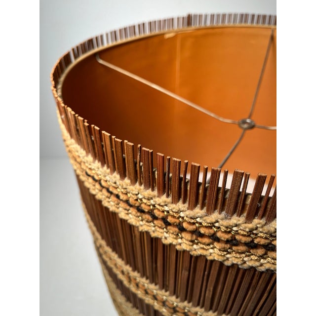 Wood Vintage Elaborate Hand Crafted Textile Drum Lamp Shade by Maria Kipp For Sale - Image 7 of 9
