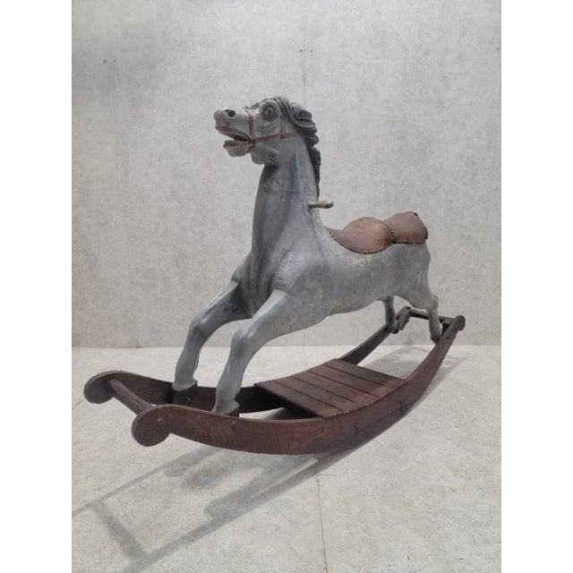 Antique French Double Seater Carousel Rocker Horse Beautiful antique French double seat carousel rocking horse. The horse...