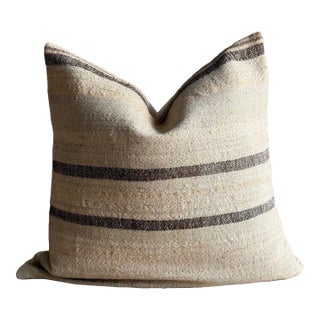Vintage Turkish Fabric Pillow With Down Insert 22" X 22" For Sale