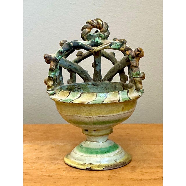 Tribal Vintage Polychrome Ceramic Crown Incensario For Sale - Image 3 of 18
