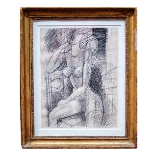 Marcel Gromaire, Female Figure, China Ink on Paper, 1962 For Sale