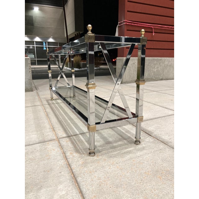 Modern Tiered Glass Console Table in the Manner of Maison Jansen For Sale - Image 9 of 13