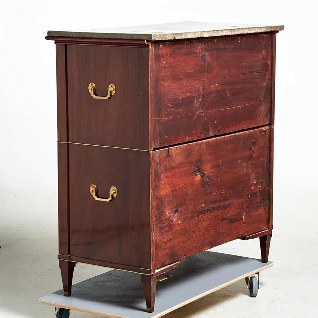 Wood 19th Century Swedish Biedermeier Mahogany Secretaire - Scandinavian Brass Desk For Sale - Image 7 of 9