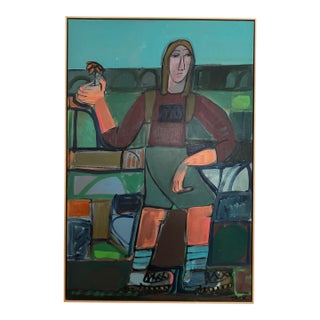 "Woman Hiker", Original Painting by Rebecca Jack (Framed) For Sale