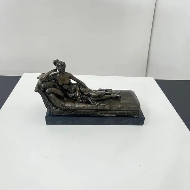 After A. Canova, P. Bonaparte as Venus Victrix, Paris, 1900s, Bronze Sculpture For Sale - Image 4 of 14