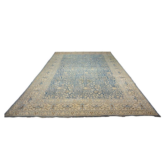 Condition: Antique Circa: 1920s Origin: Persia Design: Tabriz Actual Size: 11.8 X 17.8 Color: Blue, Ivory, Brown, Tan...