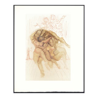 1963 Dalí Divine Comedy Engraving Enfer Canto 8 "Les Coléreux" (The Angry) For Sale