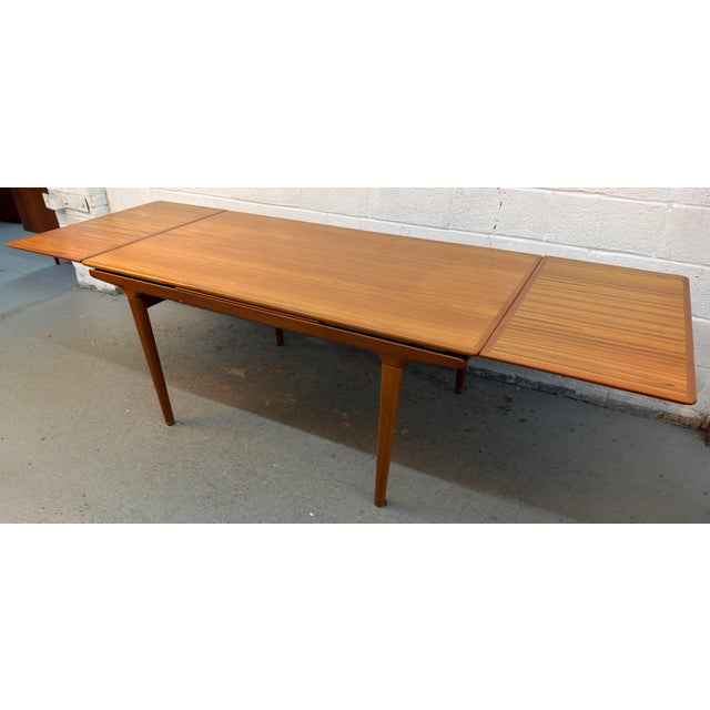 Mid-Century Modern Mid-Century Danish Teak Draw-Leaf Dining Table For Sale - Image 3 of 17