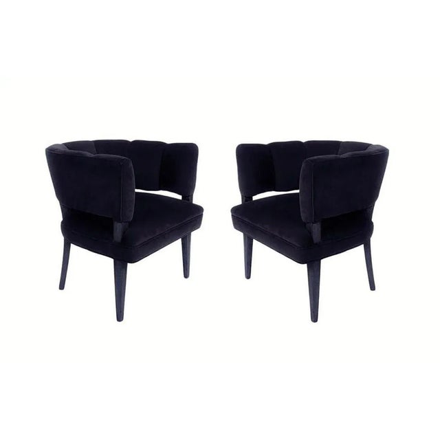 Mid 20th Century Streamlined Channel Tufted Barrel Chairs - A Pair For Sale - Image 5 of 13