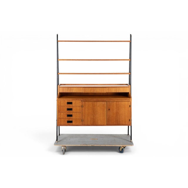 1960s Swedish Freestanding Teak Bookcase With Black Lacquered Legs For Sale - Image 4 of 6