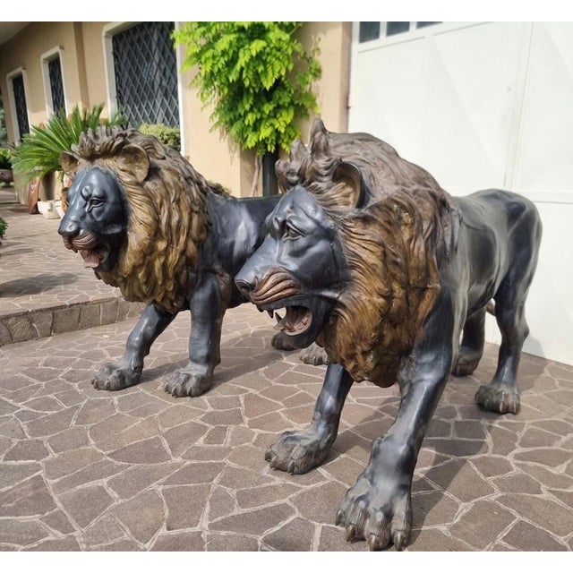 Large Bronze Sculptures of Lions, 1870, Set of 2 For Sale - Image 18 of 18