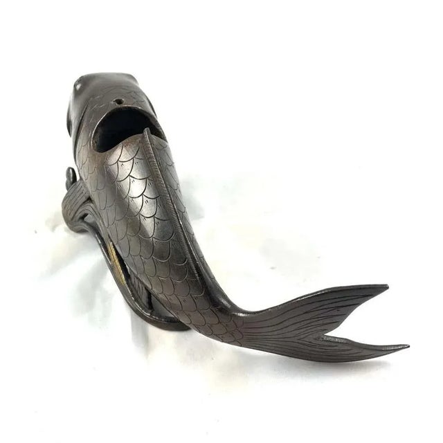 19th Century Oriental Bronze Carp-Shaped Incense Burner For Sale - Image 5 of 7