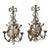French Pair Brass Sconces Large Ornate Music Wall Violin Candle Holders 40s For Sale