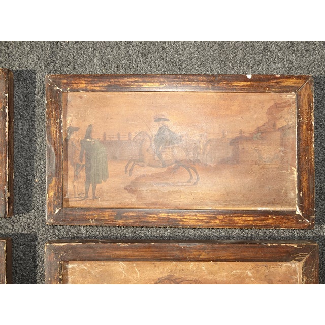 Wood Set Six 7"x12 Collage Antique Rustic Spanish Style Pictures of Bullfighters & Matadors For Sale - Image 7 of 18