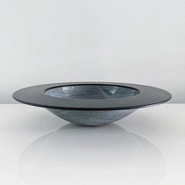 Vintage Giulio Lazzotti for Casigliani Bardiglio Marble and Slate Large Bowl For Sale - Image 11 of 11
