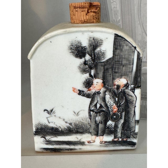 Fun Vintage Black and White Snuff Bottle With Jumping Dog and People Design 4.5"x3"x1.5" For Sale In Philadelphia - Image 6 of 9