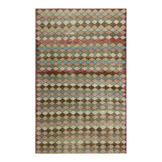 Vintage Zeki Müren Rug With Polychromatic Diamond Pattern | Rug & Kilim For Sale