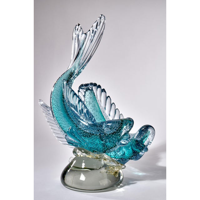 1960s Vintage Murano Glass Sculpture of Two Fish Swimming Together