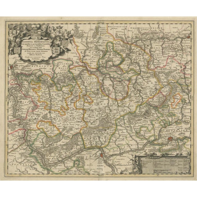 Antique Map of the Nassau Region in Western Germany For Sale