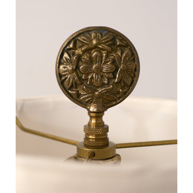 Gold Chinese Crackle Finish Porcelain Floral Decorated Lamp For Sale - Image 8 of 12