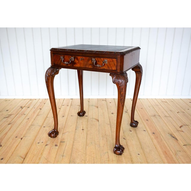 1920s George II Chippendale Style Desk in Mahogany with Leather Top, 1920s For Sale - Image 5 of 18