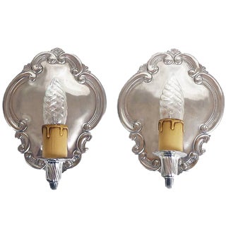 Vintage Pewter Wall Sconces by August Weygang, Germany, 1900s, Set of 2 For Sale