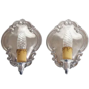 Vintage Pewter Wall Sconces by August Weygang, Germany, 1900s, Set of 2