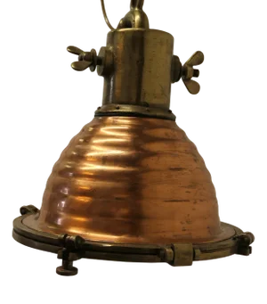 Vintage Copper and Brass Nautical Search or Spot Light, 1890s