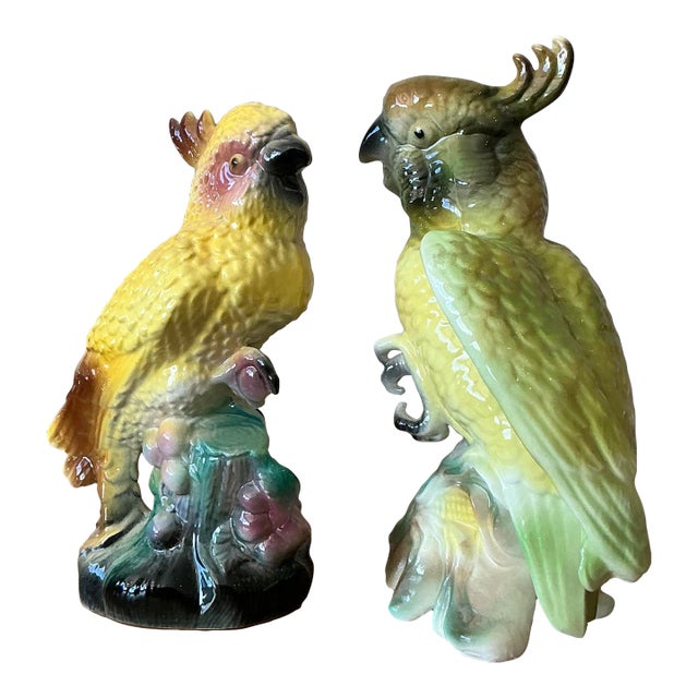 Vintage Regency Glazed Ceramic Birds - Set of 2 For Sale