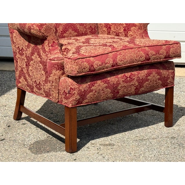 Hickory Chair Furniture Company Pair of Chippendale Style Straight-Leg Fireside Wingback Chairs For Sale - Image 4 of 12