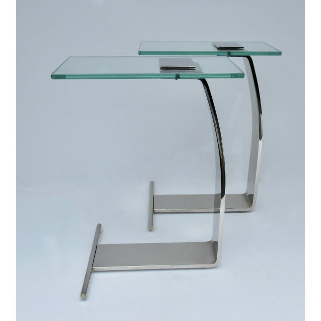 C.1970's - C.1980's Design Institute of America "D. I. A."- Polished Nickel Over Steel & Glass Cigarette, Accent Tables -Pair For Sale - Image 9 of 12