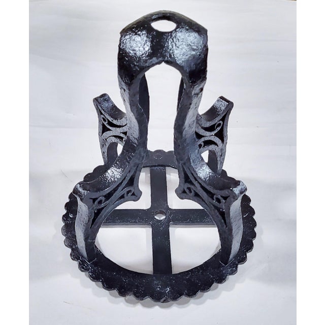 Pair Antique American Hammered Wrought Iron Floor Pricket Candle Stand Holders For Sale - Image 11 of 15