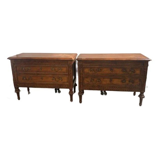 1980s Country French Carved Nightstands/Dressers- Pair For Sale
